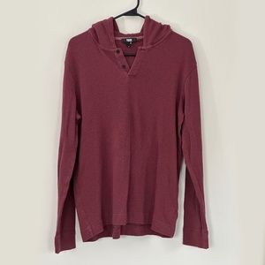 Paige Men's Logan Thermal Pullover Hoodie in Red Velvet - Size M